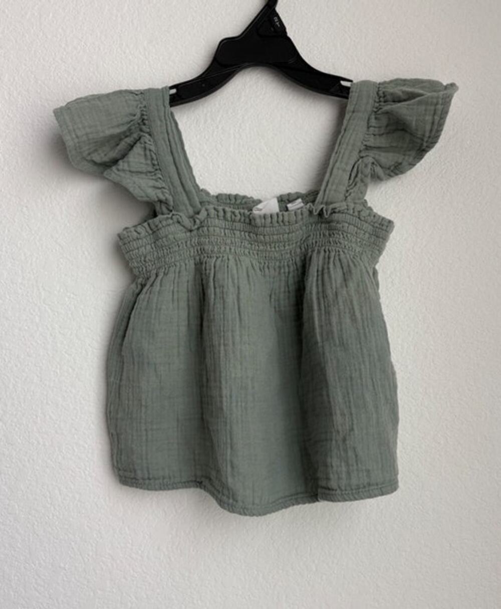 Gap Kids Girls Muslin Sage Green Top Size Small (6)